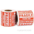 Etichette di adesivi fragili personalizzate adesivi fragili